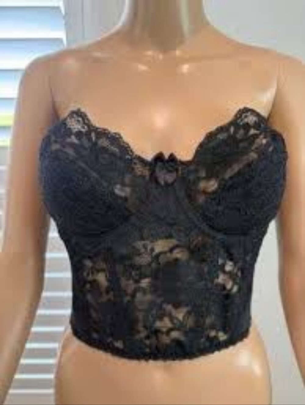 Victoria's Secret Vintage Black Lace Longline Corset Bustier Top - 34A